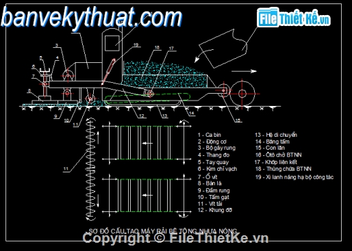 Bản vẽ,cơ khí,Bản vẽ autocad,Máy rải thảm bê tông